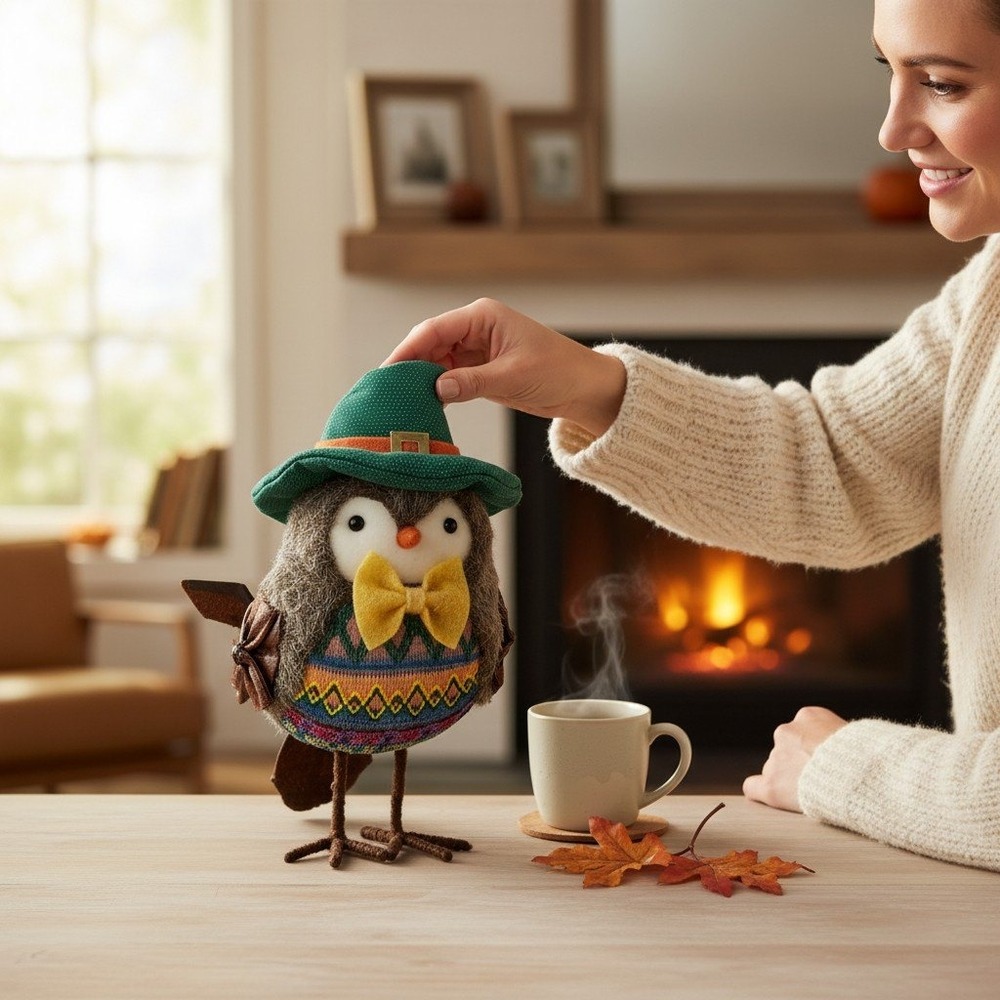 Neck of the Woods Bird Figurine Unisex OS Green Brand New Rustic Fall Decor
